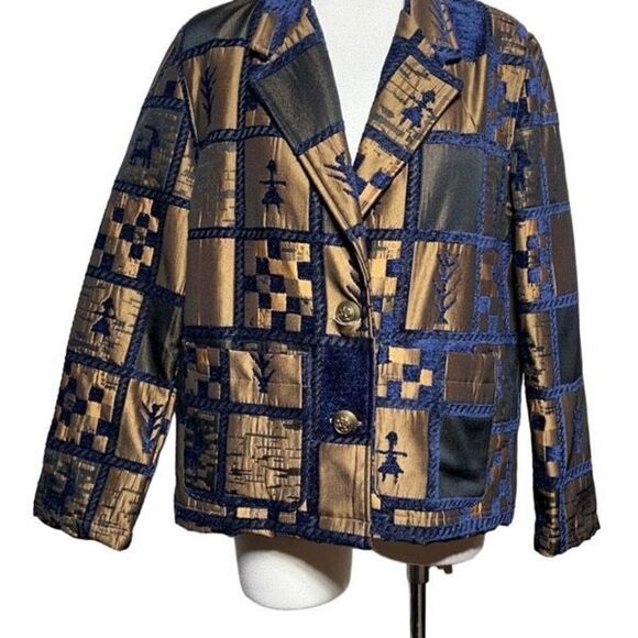 Expose Jacket Chenille Blazer Tapestry Blazer Patchwork Size Medium - Picture 1 of 5